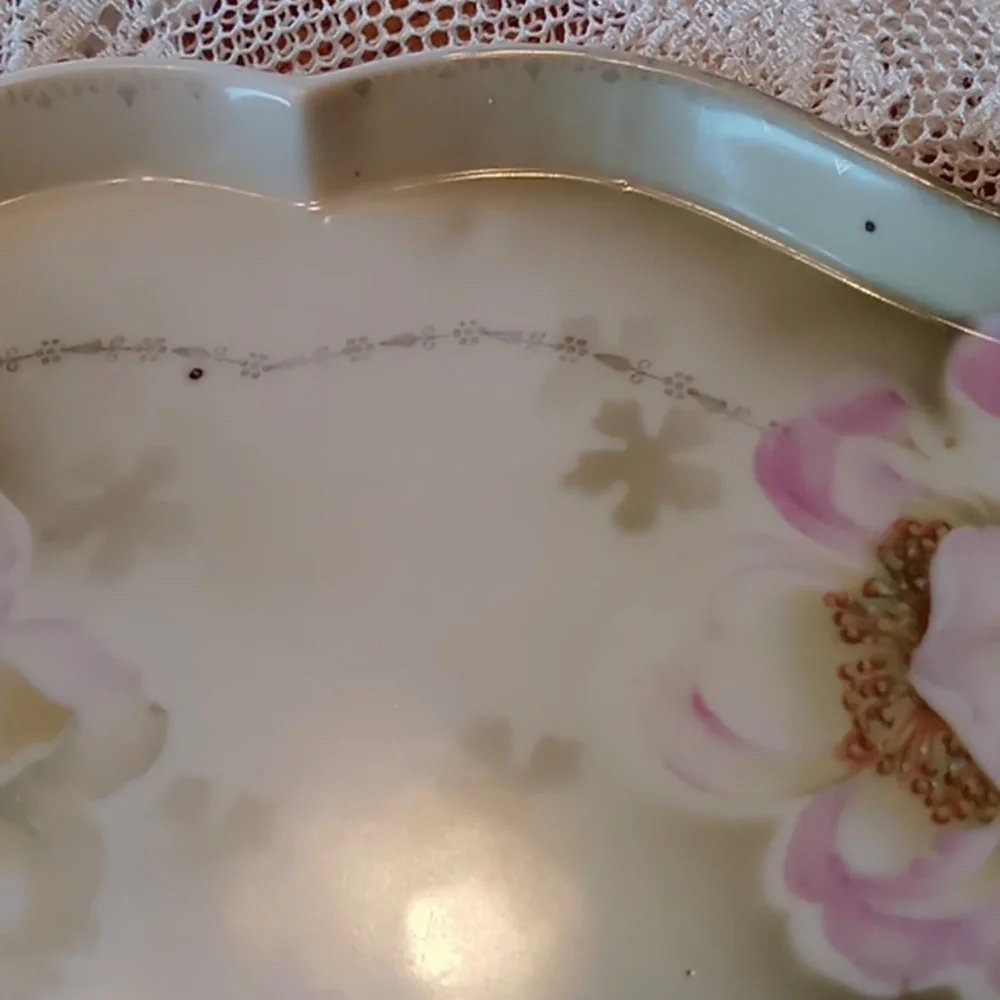 Antique Prov Saxe Porcelain 5 Piece Floral Hand-painted Vanity Set